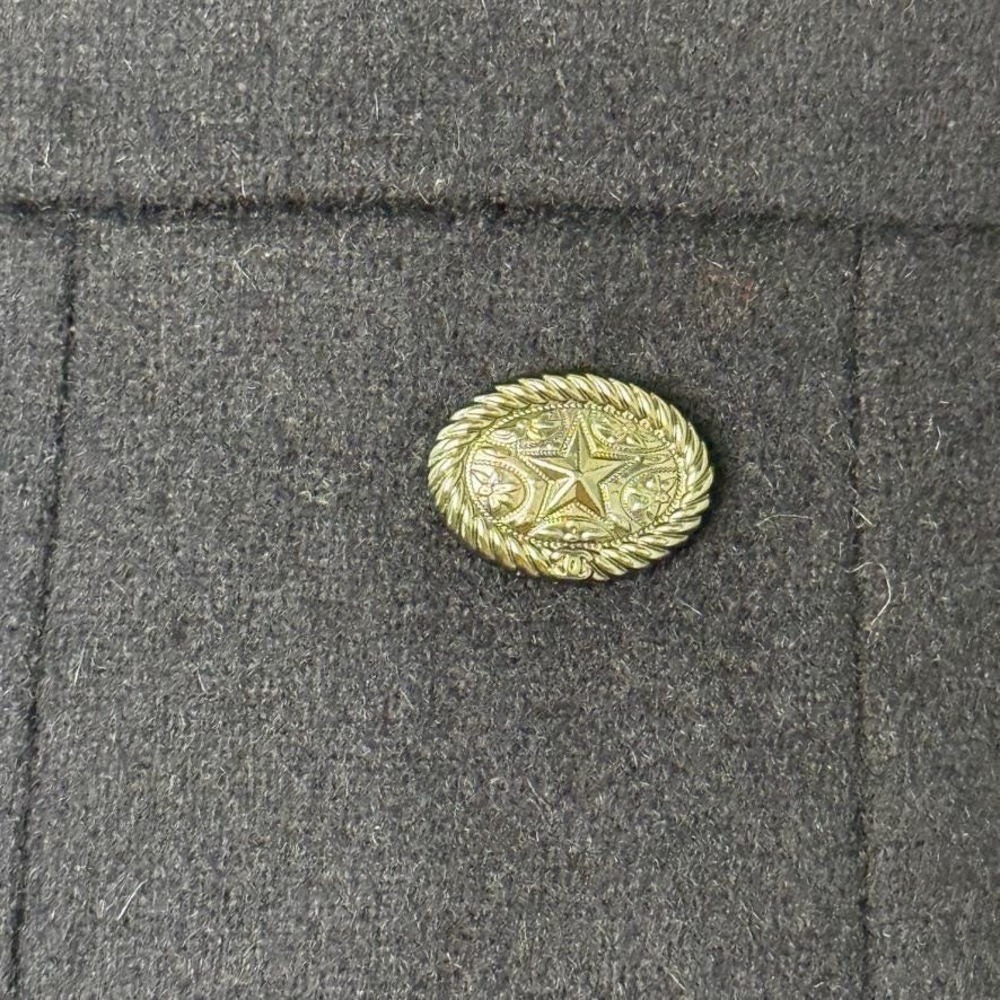 Chanel Fall 2009‎ Navy Wool Alpaca Pleated Skirt Star Concho Button Size 40 - Picture 6 of 8